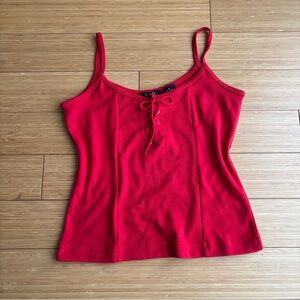 Vintage 90s cherry red tie front camisole tank top